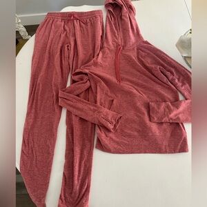 Outdoor voices, cloud, net pants and hoodie set small pink $176 super soft